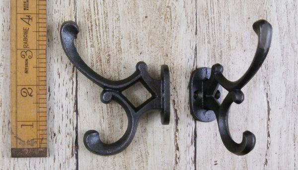 Coat Hook Double ADDISON 2 Hole Cast Antique Iron 105mm