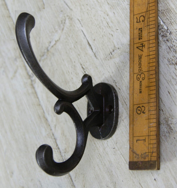 Coat Hook Double ADDISON 2 Hole Cast Antique Iron 125mm