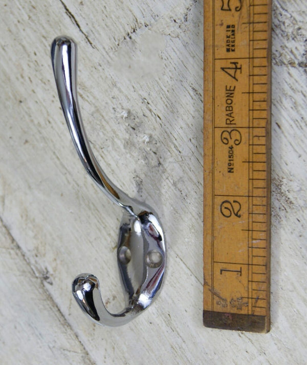 Hat Coat Hook Double Chrome on Cast Iron 109mm