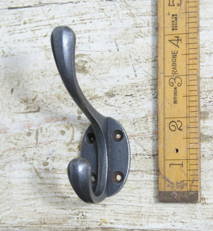 Hat Coat Hook Victorian Antique Iron 4 Holes 100mm (Southwest)