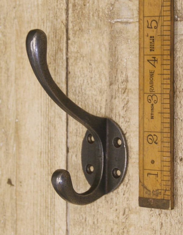 Hat Coat Hook Straight Sides Antique Iron 4 Holes 120mm (1514)