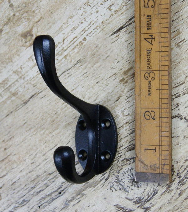 Hat Coat Hook Satin Epoxy Black 4 Holes 100mm (Southwest)