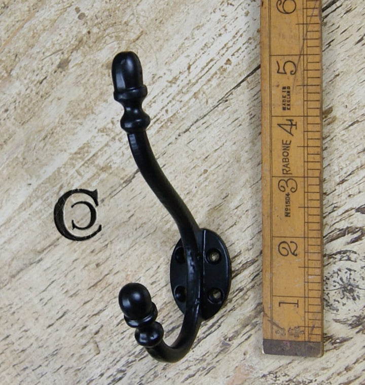 Hat Coat Hook ACORN 4 Hole Satin Epoxy Black 130mm