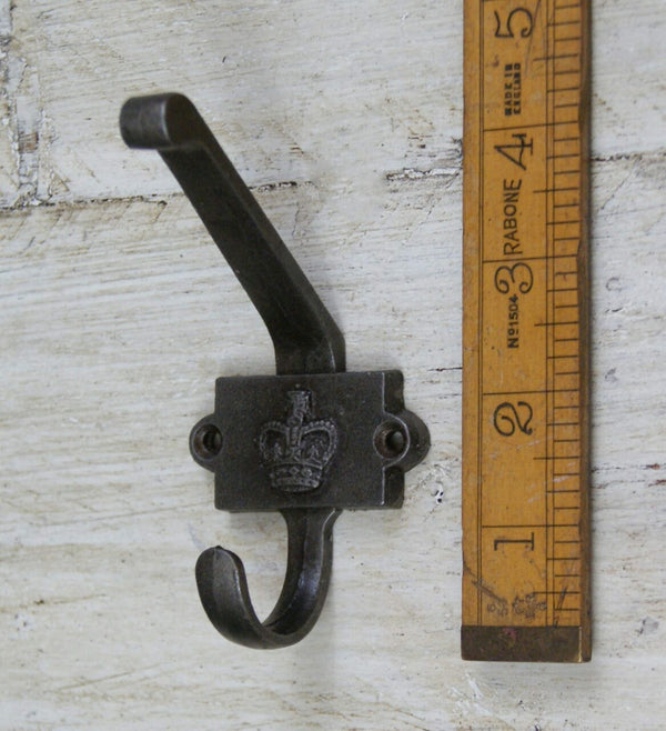 Coat Hook Double CROWN 2 Part 2 Hole Cast Antique Iron 110mm