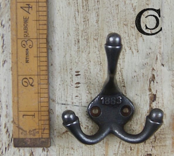 Coat Hook Triple 1883 Cast Antique Iron 90mm