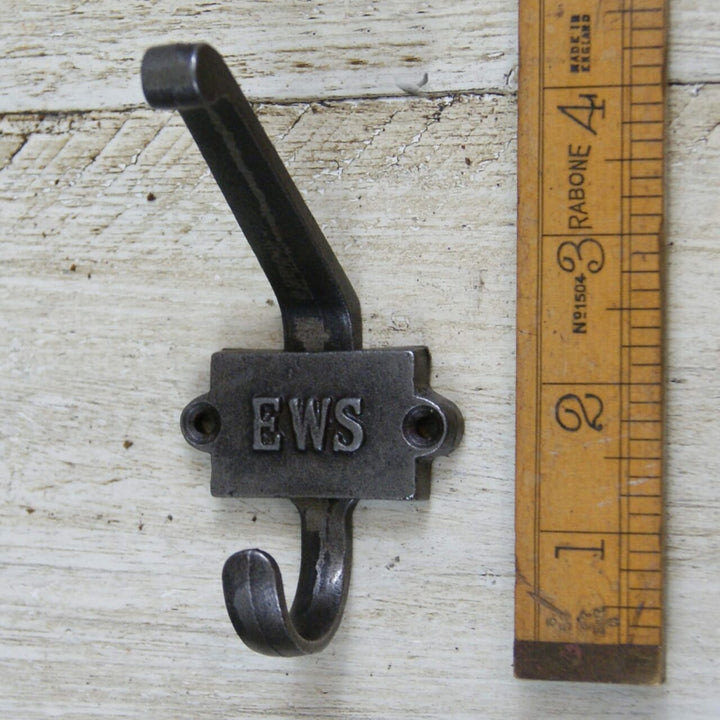 Coat Hook Double EWS Cast Antique Iron 2 Part 110mm