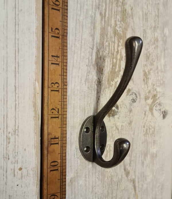 Hat Coat Hook Victorian 4 Hole Square Stem Antique Iron 110mm