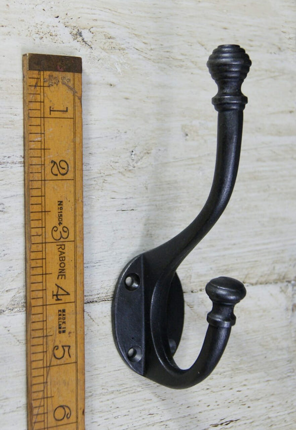 Hat Coat Hook OLD ENGLISH Beehive Top Antique Iron 140mm