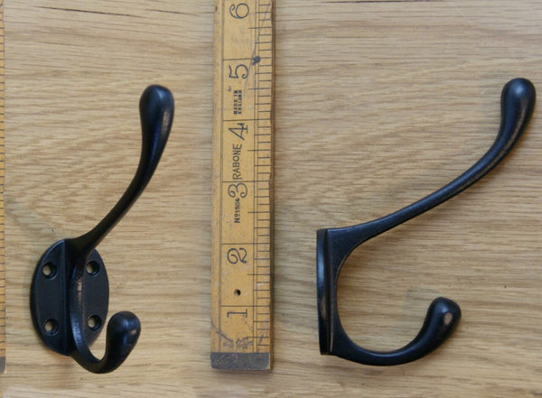 Hat Coat Hook Victorian Square Stem 4 Hole Satin Black 110mm