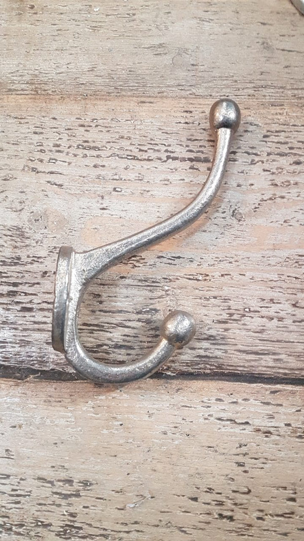 Hat Coat Hook Ball Tops LAMBERT Tarnished Silver 110mm