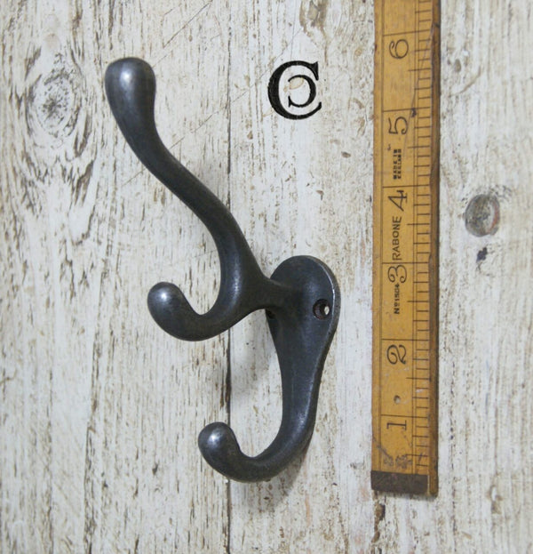 Antler Coat Hook Large Triple Cast Antique Iron 155mm