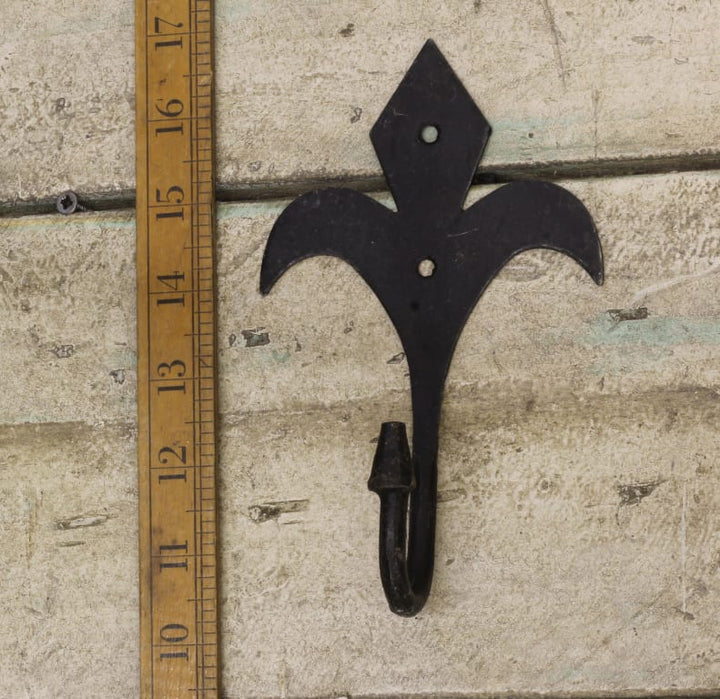 Coat Hook Hand Forged Fleur de Lys Black 120mm