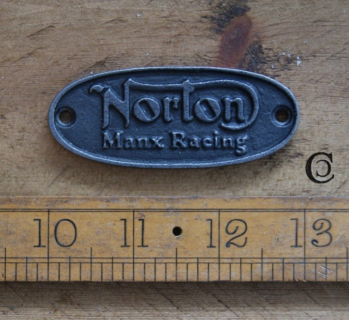 Plaque Oval NORTON MANX Cast Antique Iron 75mm