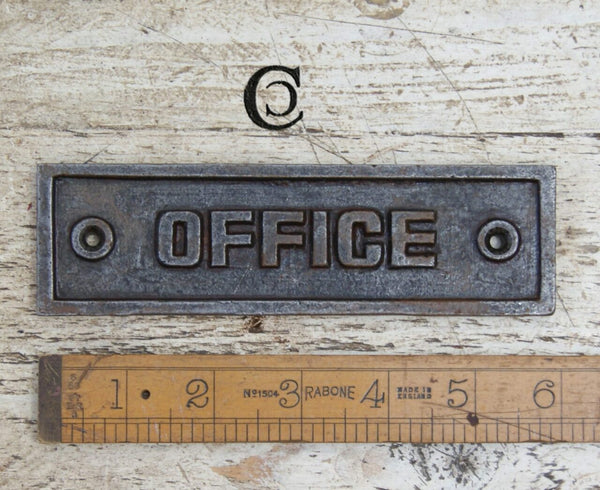 Plaque OFFICE Cast Antique Iron 150mm x 45mm