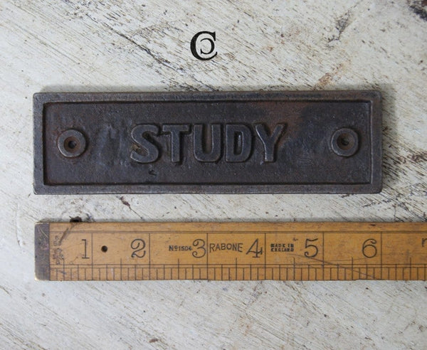 Plaque STUDY Antique Iron 45mm x 152mm