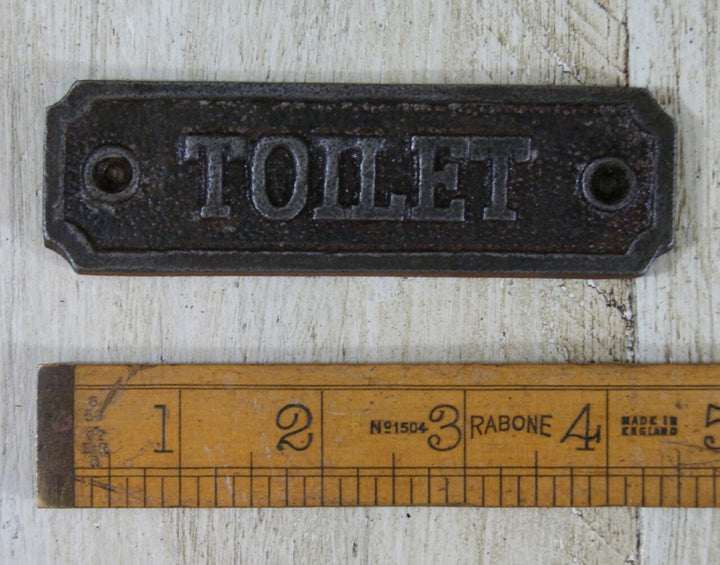 Plaque Toilet Door TOILET Antique Iron 34mm x 115mm