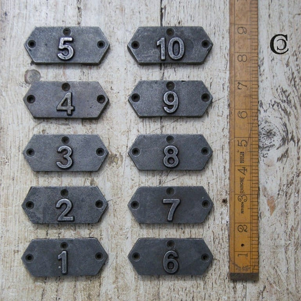 Plaque Set for Wire School Hook Antique Iron 1-10