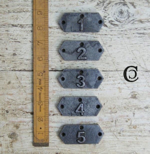 Plaque Set for Wire School Hook Antique Iron 1 - 5