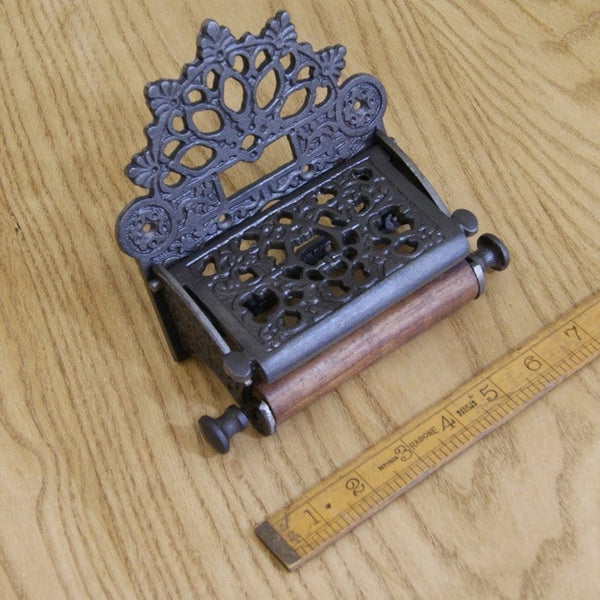 Toilet Roll Victorian Holder with Lid Antique Iron