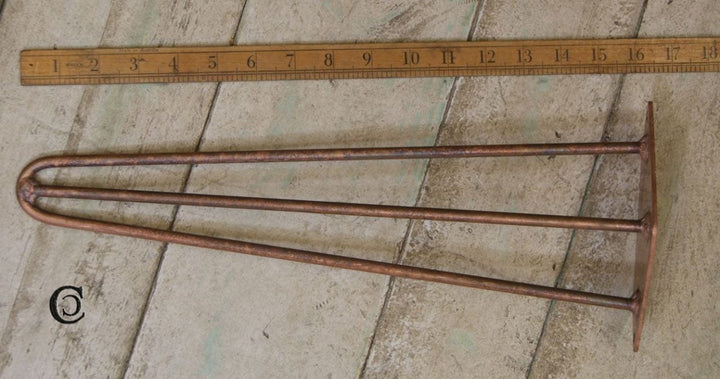 Hairpin Leg 3 Prong Antique Copper 400mm