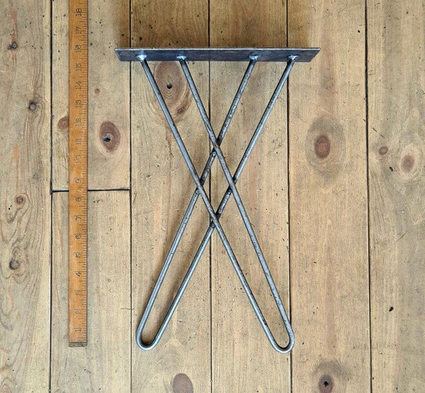 Bench End Frame Hairpin Leg CROSS STYLE Antique Iron 400mm x 275mm