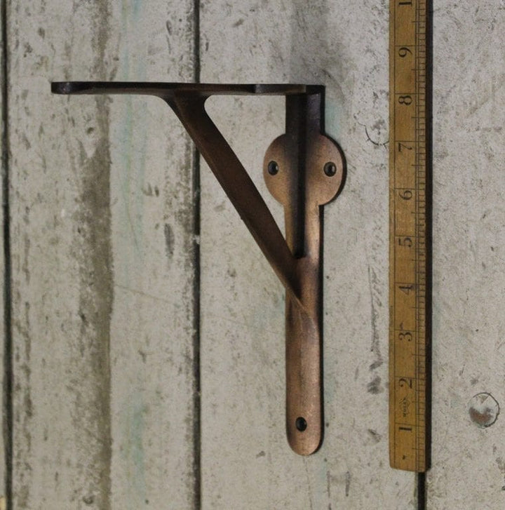 Shelf Bracket GALLOWS Plain Lugs Cast Antique Copper 212mm x 212mm