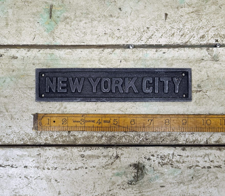 Plaque NEW YORK CITY Antique Cast Iron 230mm x 50mm