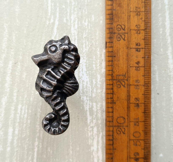 Knob Cupboard SEA HORSE Design Cast Antique Iron 48mm