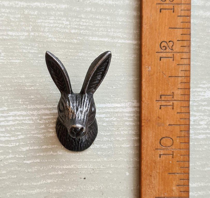 Knob Cupboard HARE HEAD Cast Antique Iron 50mm (also Hook)