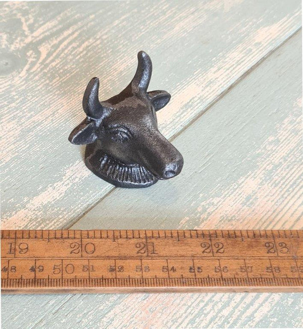 Knob Cupboard HORNED COW Cast Antique Iron 38mm