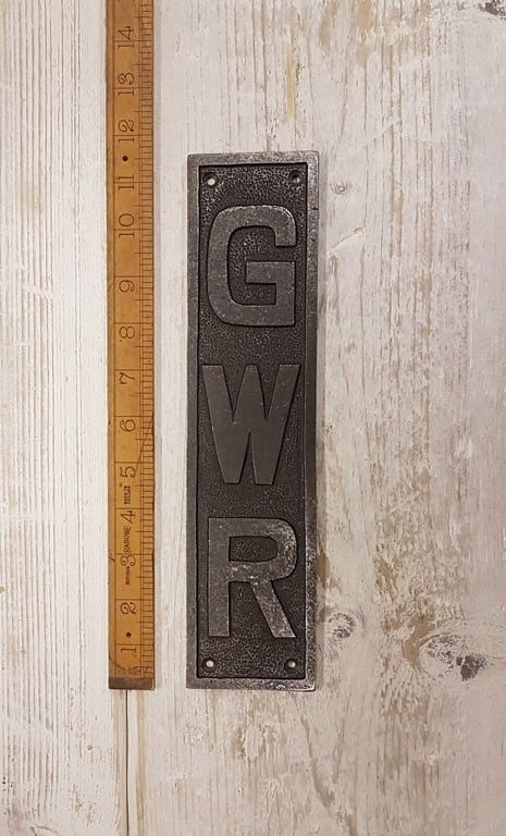 Push Finger Plate Vertical GWR Cast Antique Iron 295mm x 70mm