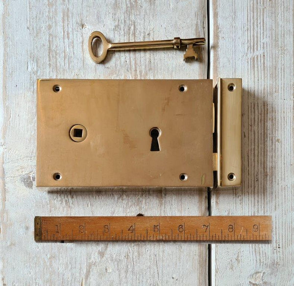 Rim Lever Lock Set SOLID BRASS - RIGHT Hand (check out) 178mm x 127mm