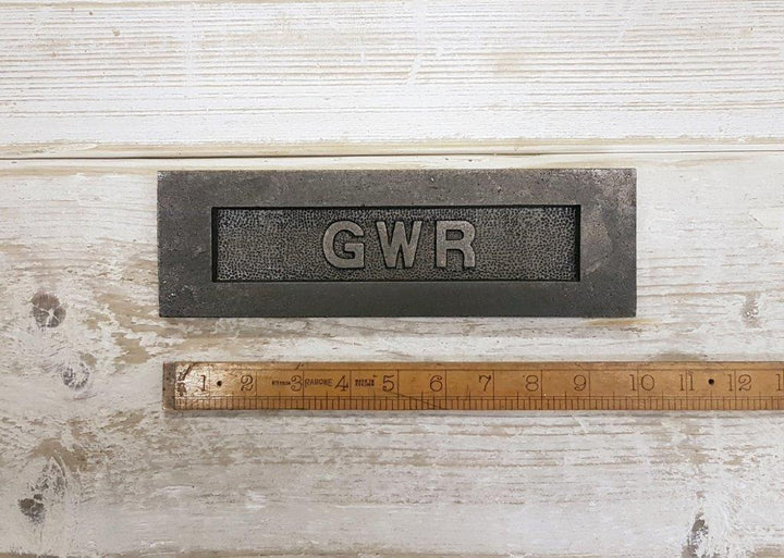 Letter Box Plate Plain GWR Cast Antique Iron 250mm