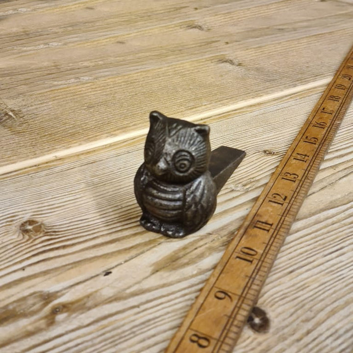 Door Stop Wedge OWL Cast Antique Iron 95mm length