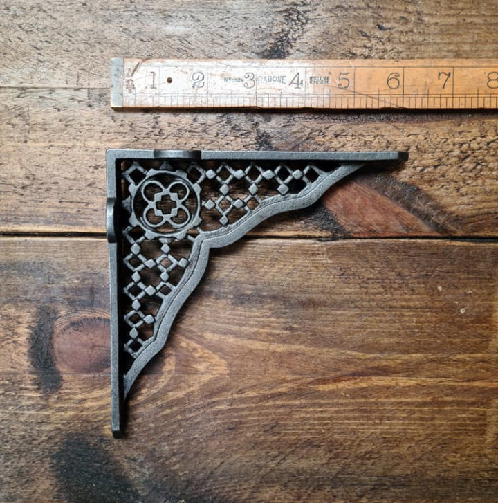 Shelf Bracket JALI LATTICE Cast Antique Iron 150mm x 150mm