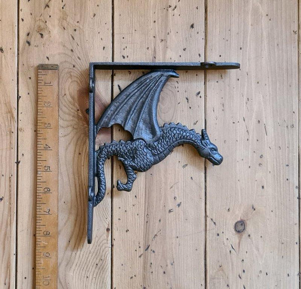 Shelf Bracket WINGED DRAGON Cast Antique Iron 210mm x 180mm