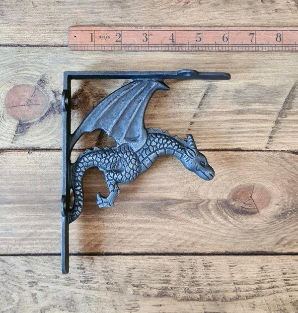 Shelf Bracket WINGED DRAGON Cast Antique Iron 180mm x 150mm