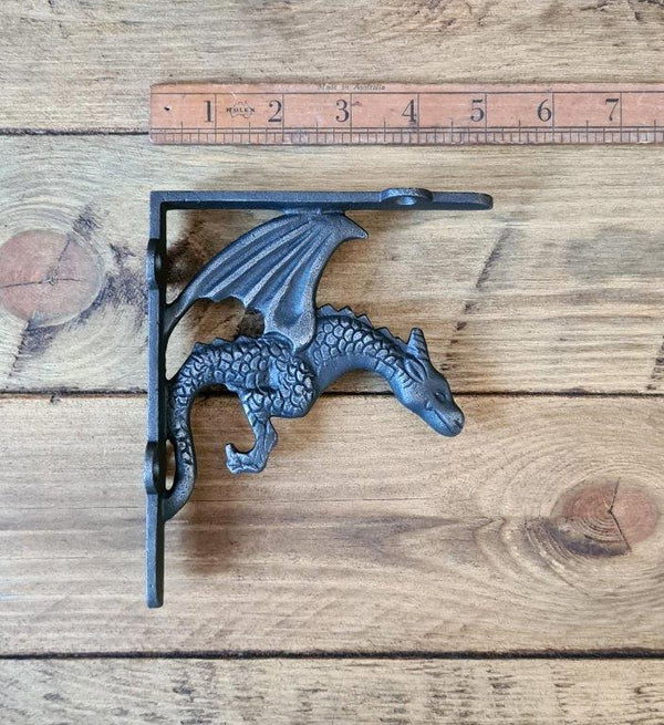 Shelf Bracket WINGED DRAGON Cast Antique Iron 150mm x 125mm