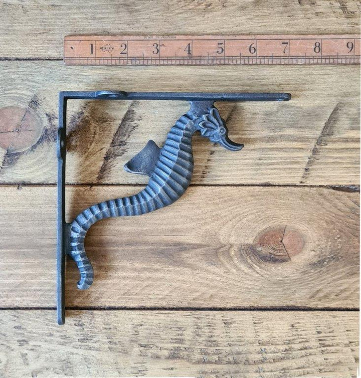 Shelf Bracket SEAHORSE Cast Antique Iron 180mm