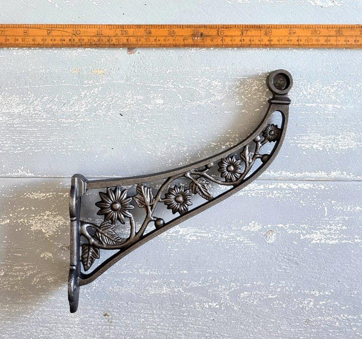 Wardrobe Coat Hanger Bracket FLOWERS Takes 15mm Rod Cast Iron 230mm