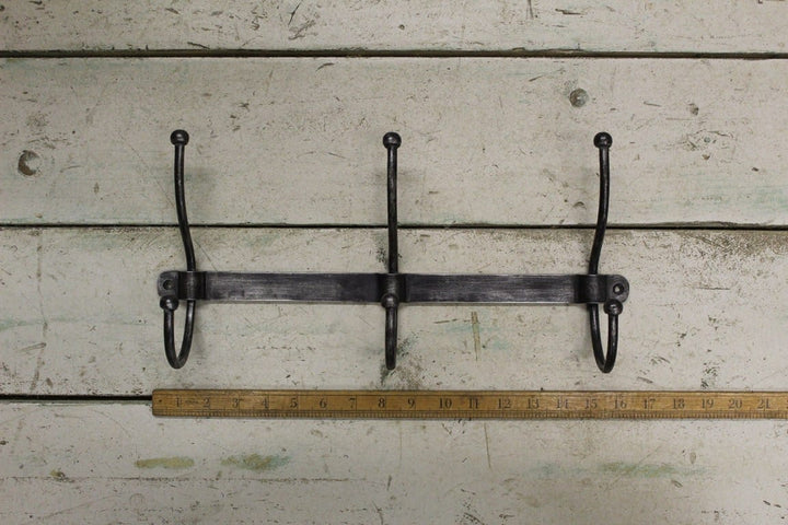 Hook Rail 3 Hook Distressed Galv Patina 190mm x 430mm