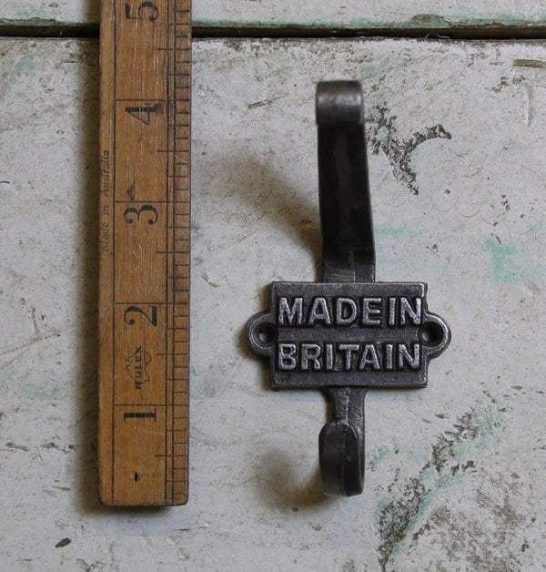 Coat Hook Double 2 Part MADE IN BRITAIN Antique Iron 110mm