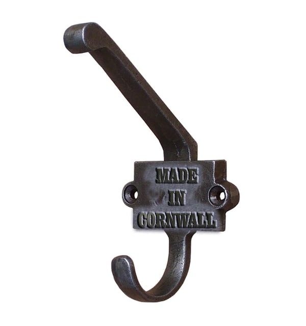 Coat Hook Double MADE IN CORNWALL 2 Part 2 Hole Cast Iron