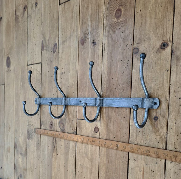 Hook Rail 4 Hook Distressed Galv Patina 190mm x 590mm