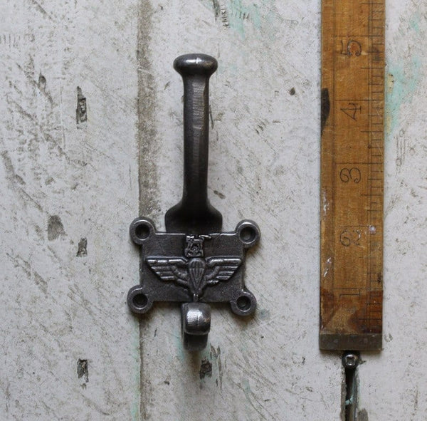 Coat Hook Double 2 Part Retro PARACHUTE REG Antique Iron 125mm