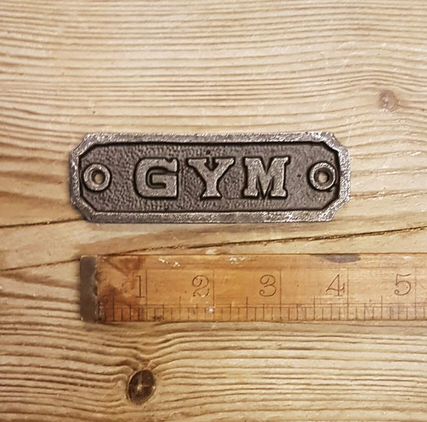 Plaque GYM Cast Antique Iron 33mm x 95mm