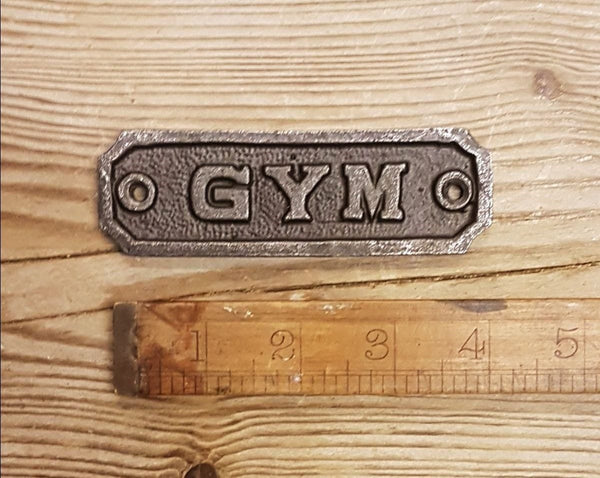 Plaque GYM Cast Antique Iron 33mm x 108mm