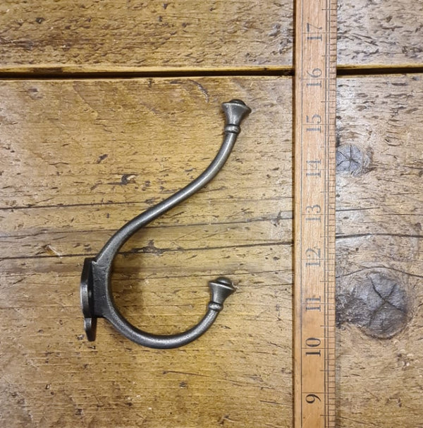 Coat Hook Double INGLEMIRE Cast Antique Iron 140mm