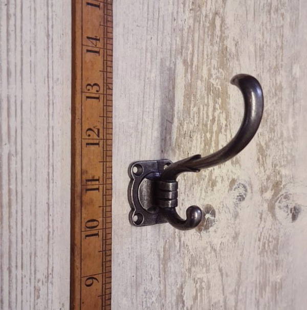 Coat Hook Double BRICKNELL Antique Iron 85mm H 95 Protrusion