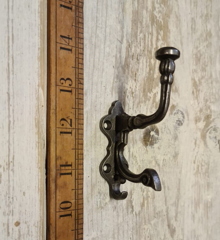 Hat and Coat Hook NOBLE Antique Iron 90mm High 55mm Protrusion